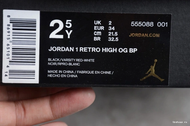 High Kids 555088  Black Bred Jordan OG Air Red Retro 001 1 Banned 0810